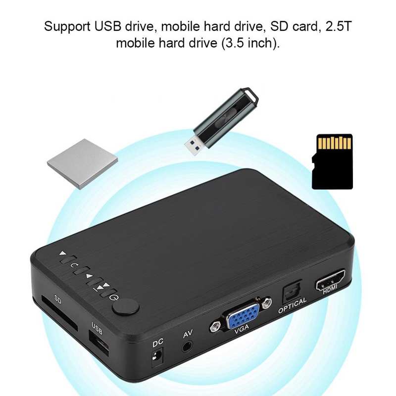 Hdmi-Compatibel 1080P Hd Audio En Video Multimedia Speler Met Ir Afstandsbediening 110V-240V