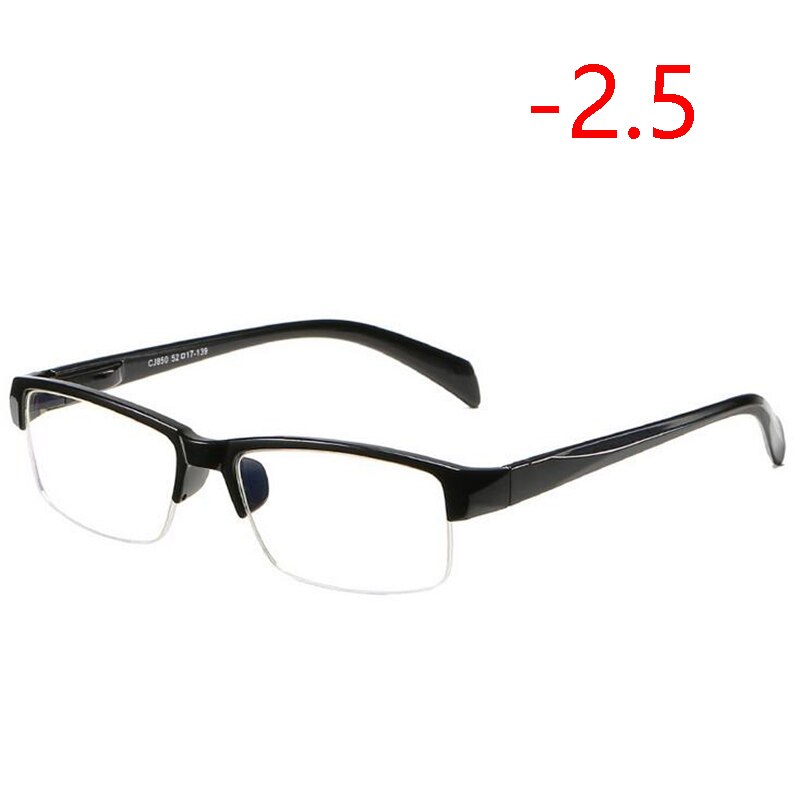 Myopia Glasses Finished Half Frame Clear Mirror Nearsighted Glasses Male -100 -150 -200 -250 -300 -350 -400: Myopia 250