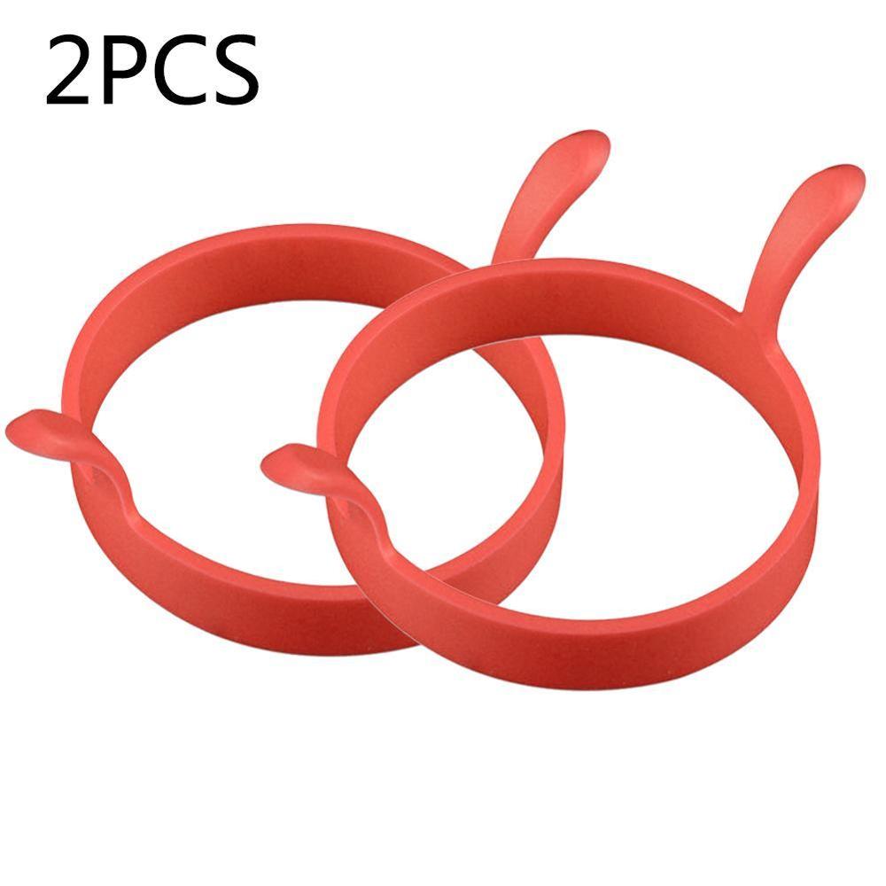 2 stuks siliconen eierfrituurringen bakvorm pannenkoekenring bakvorm pannenkoeken bakvorm accessoire eierbakoven  l7 w 4: Default Title