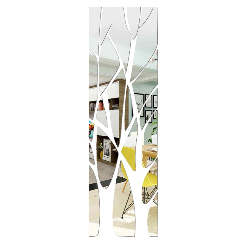 3D Tree Mirror Wall Sticker Irregular Acrylic Mirror Sticker Stick On Decal Removable Art Decorative Decal Mirrors 100X28cm