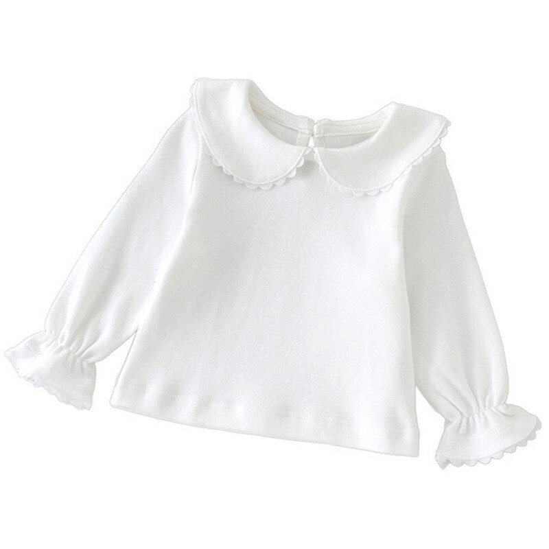 Nyeste nyfødte baby piger tøj blonder langærmede toppe afslappet bomuld t-shirts babytøj 0-2t
