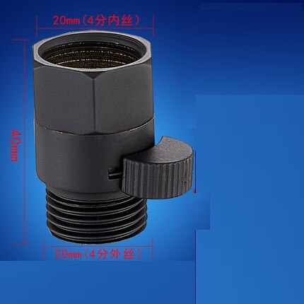 Bathroom Shower G1/2 Inch Brass Junction Water Flow Control Valve Straight-through Shut-off Angle Valve Hand shower quick switch: black