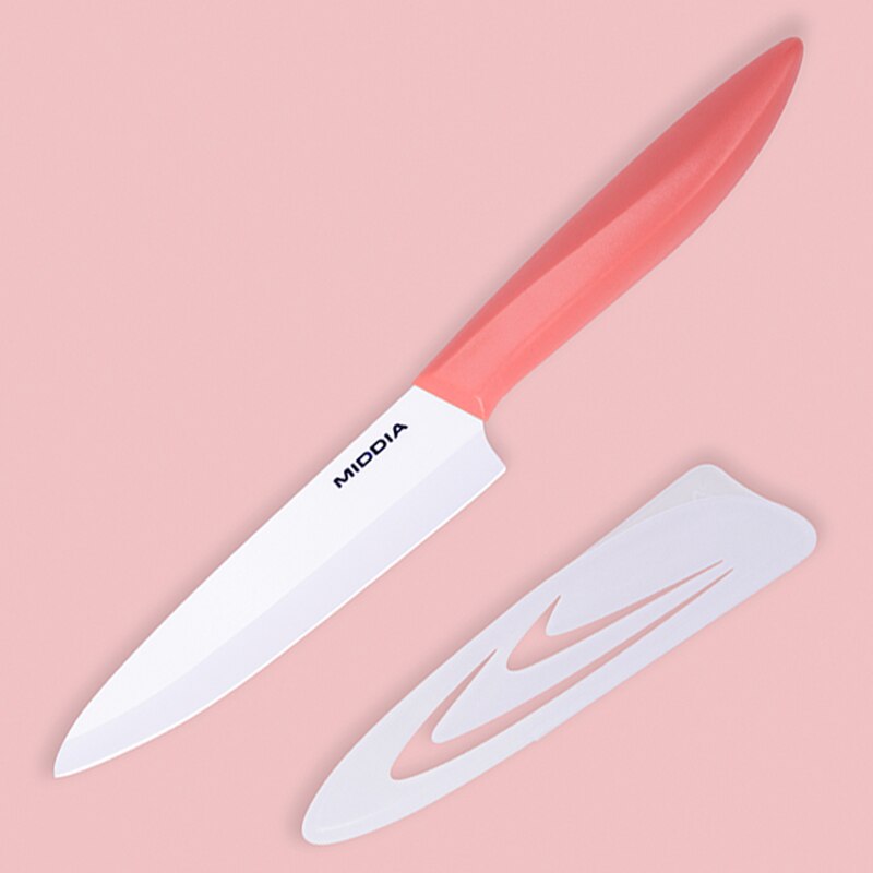Middia Zwarte Keramische Fruit Mes In 4.5 Inch Paring Messen Kaas Mes Steak Mes Met Zwart Blad Keukengerei: white w. pink