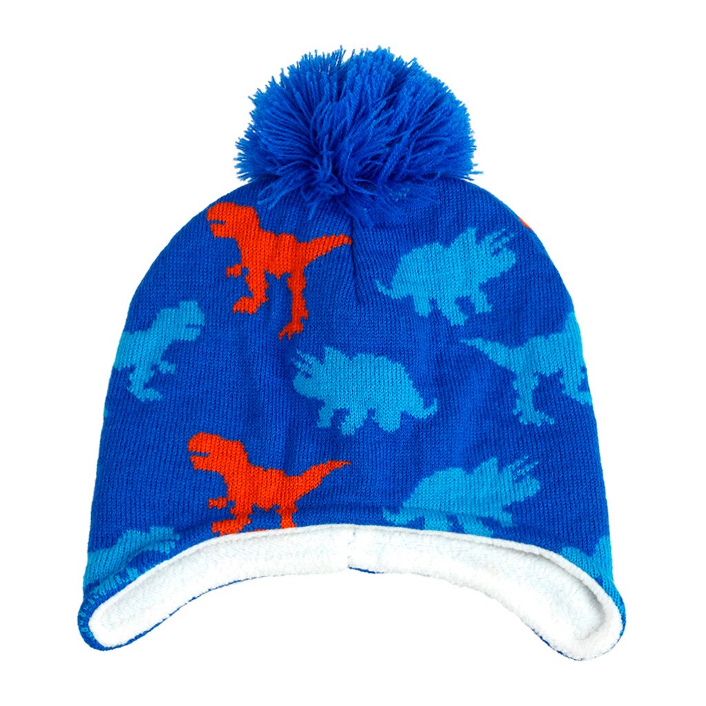 Berretto per bambini cappello di lana modello dinosauro ragazzi e ragazze cappello lavorato a maglia termico cappello Hairball Kawaii cappello caldo invernale 10.23: S / BU