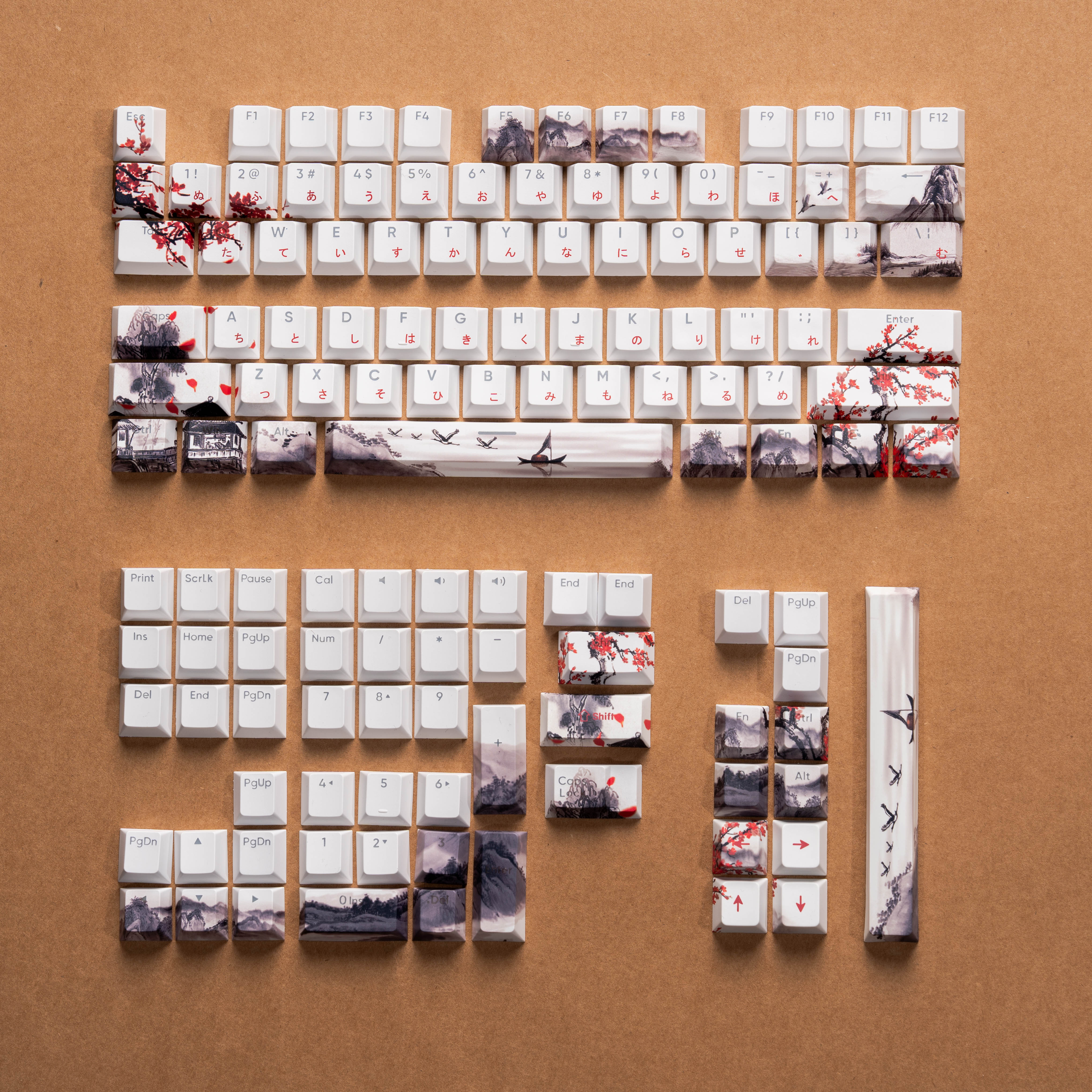 127 teclas que brilla a través de flor de ciruelo perfil de cereza Keycap PBT Keycap Dye-Sub Cherry MX interruptores para teclado mecánico de jugador: Rojo