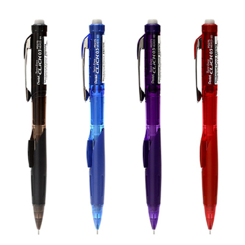 4 portaminas pentel  pd275 , borrador automático de lápiz de 0.5mm lados, japón, 4 colores, útiles de escritura, material de oficina y escolar.