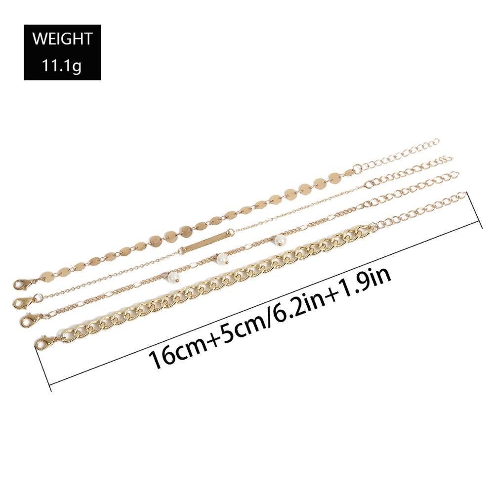 PuRui 4 pièces/ensemble Imitation perle breloque Bracelets pour femme multicouche bohème couleur or lien chaîne Bracelets Bracelets