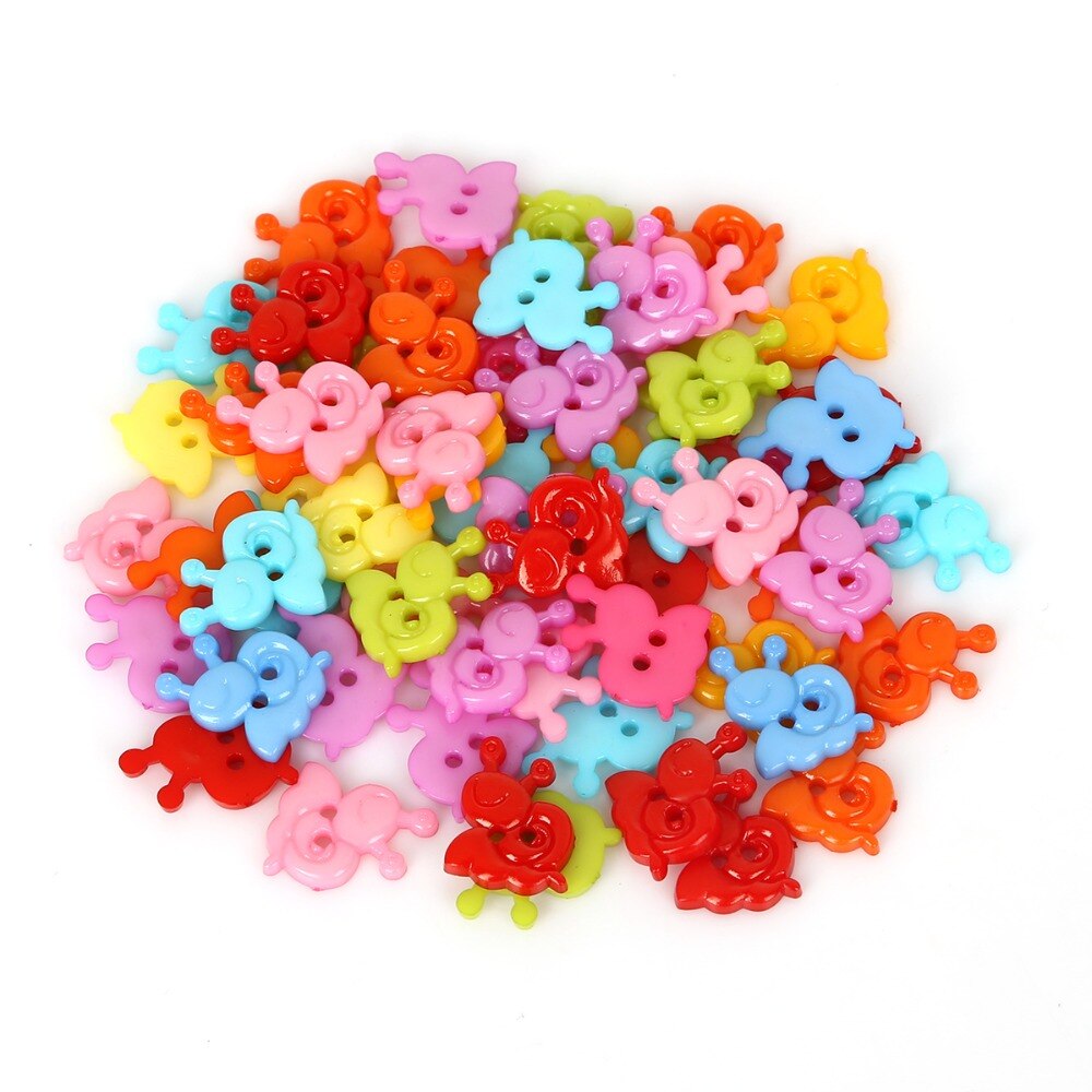 50 Stuks 13X15 Mm Willekeurige Mixed Animal Slak Plastic Knoppen Voor Kleding Naaien Decoratieve Handwerk Scrapbooking Diy Accessoires