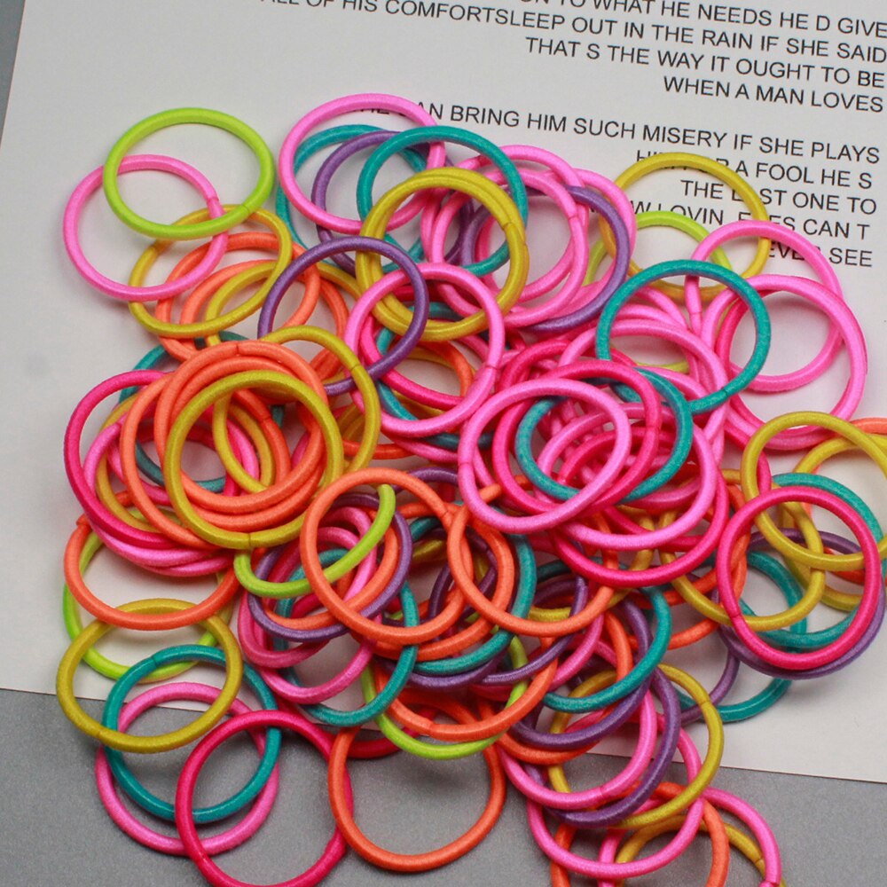 100 st / lotgirls små färgglada hårband för tunna hårband 2mm elastiska små flickahårtillbehör 2.2cm: 8