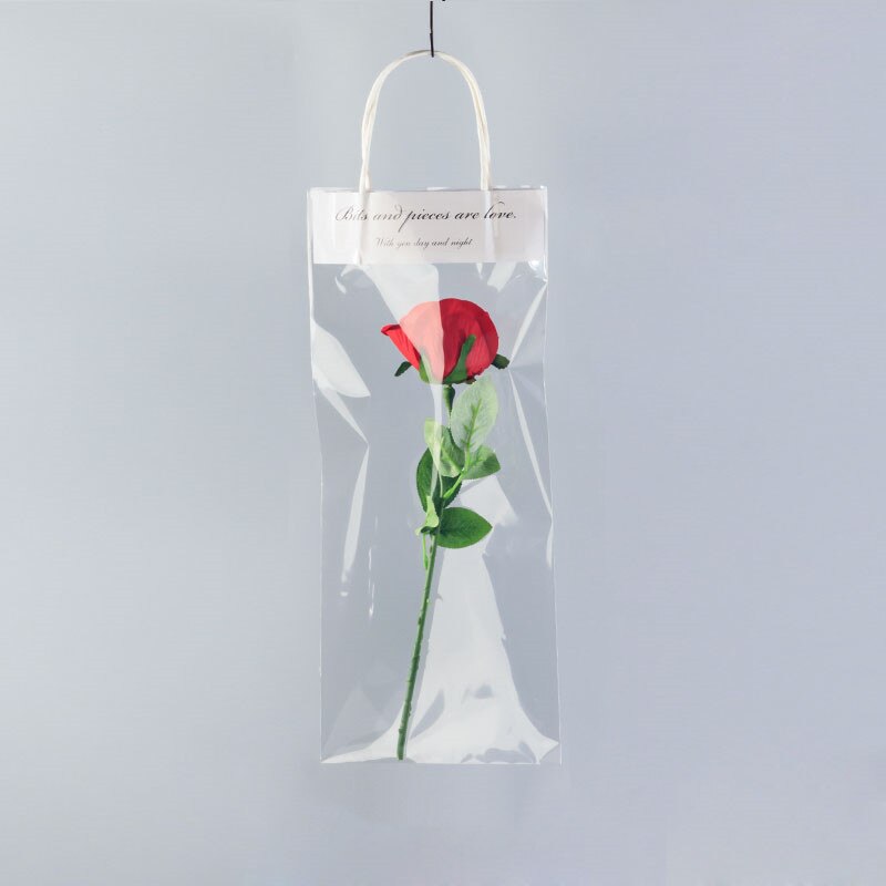 Sacs transparents avec poignées pour fleuriste, 10 pièces, sac à main Transparent étanche pour emballage de en plastique pour fleurs: White / 45x19cm