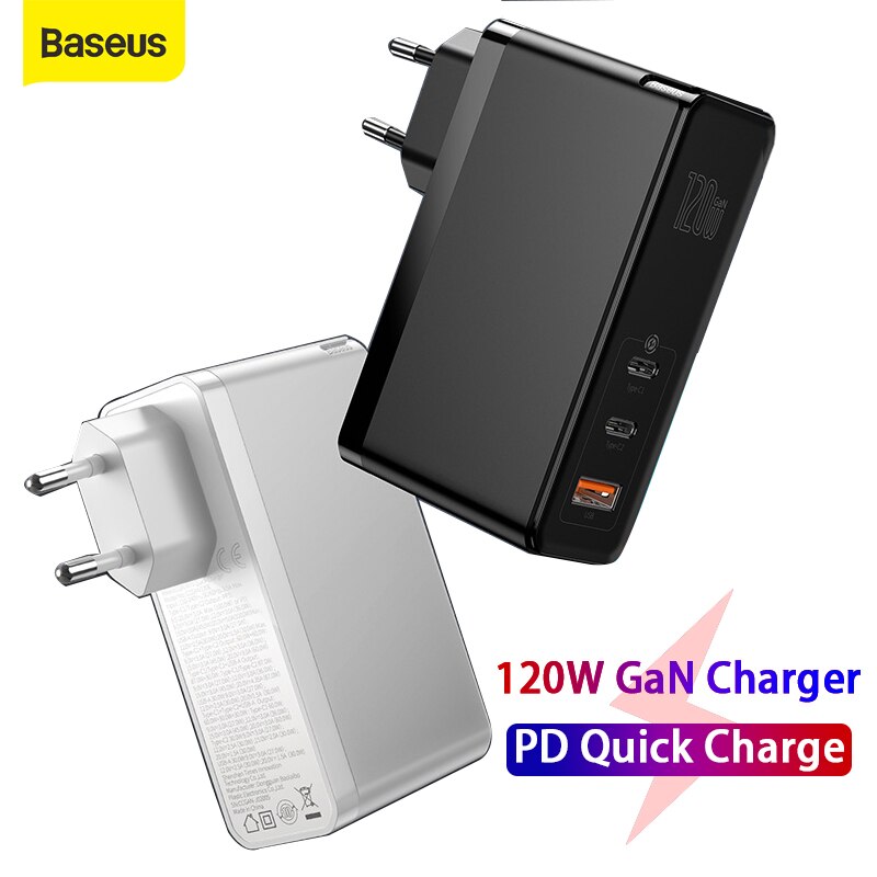 Baseus 120W Gan Charger Pd Snel Opladen 4.0 QC3.0 Quick Charge Usb Type C Fast Charger Met 100W type-C Kabel Voor Laptop Tablet