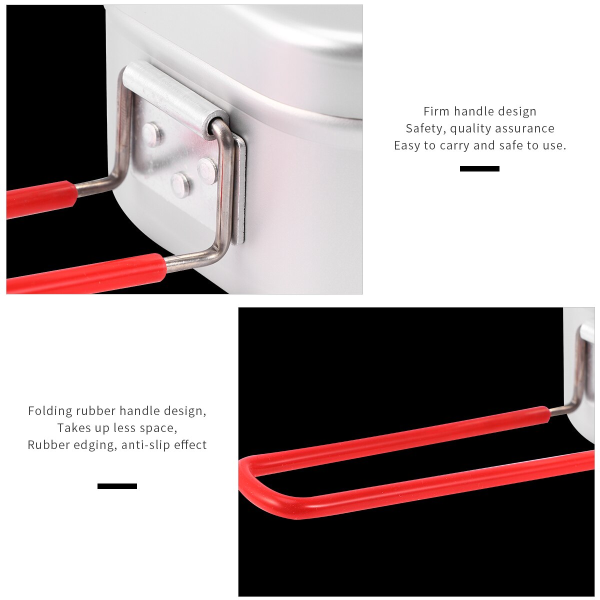 1Pc Aluminum Lunch Box With Red Folding Handle Portable Bento Box Mini Food Container for School Office Camping