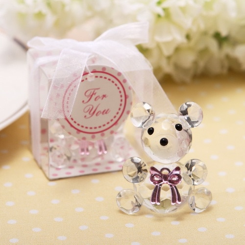 10 Pcs Mini Bear Crystal Baby Shower Boy Girl Baptism Party Souvenir Newborn Baby Box Crystal Wedding Favors