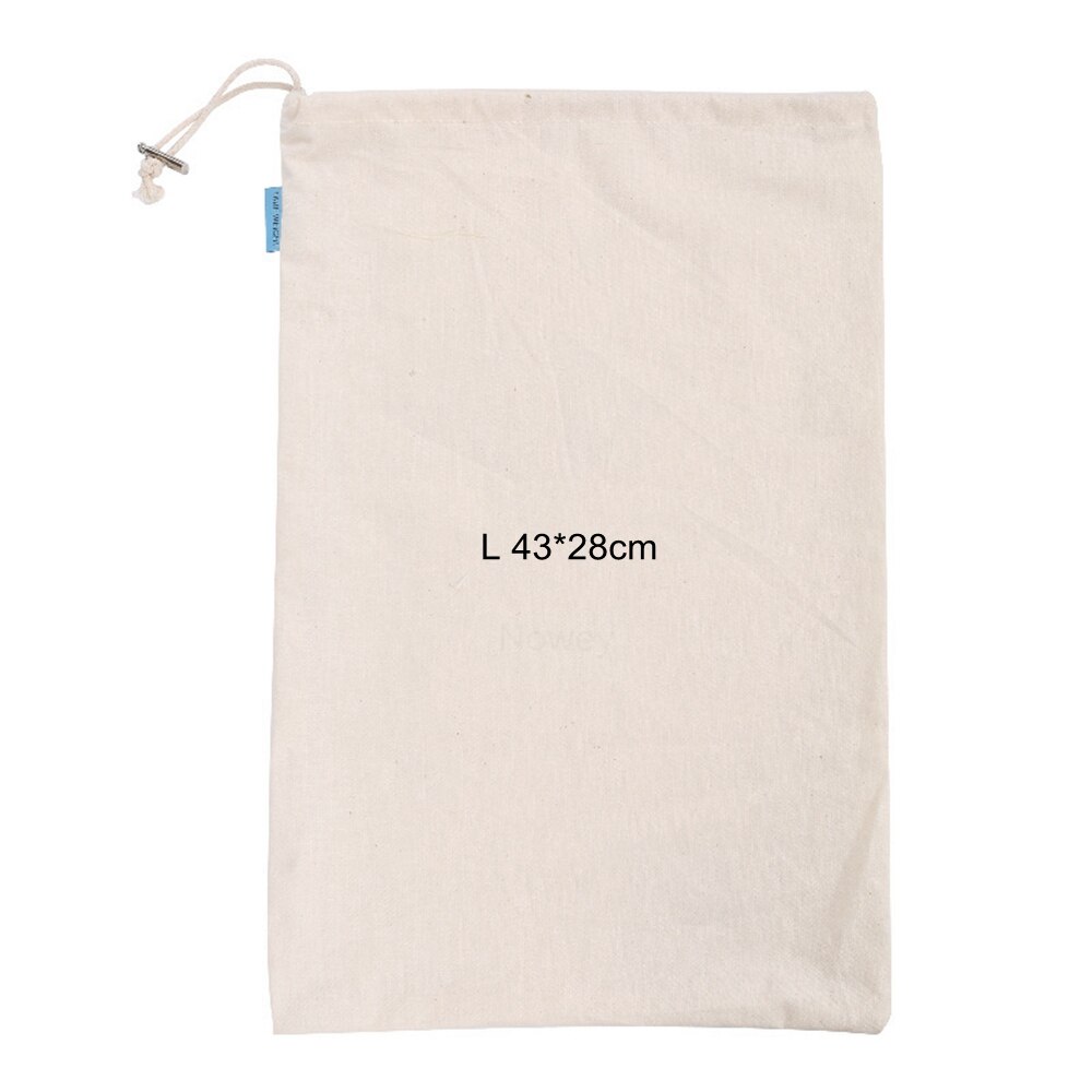 Cotton Drawstring Bag Beam Shopping Bag Fruit Vegetable Grain Seed Storage Pocket Reusable Bread Squeeze Bag Small Coin Purse: L-43x28cm