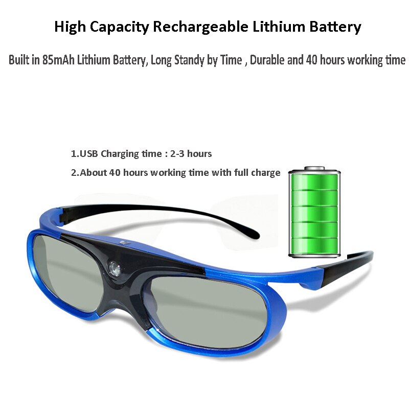 Lentes 3D con obturador activo recargable, compatible con 96/120/144HZ para Xgimi Z3/Z4/Z6/H1/H2 Nuts G1/P2 Acer BenQ y DLP LINK proyector