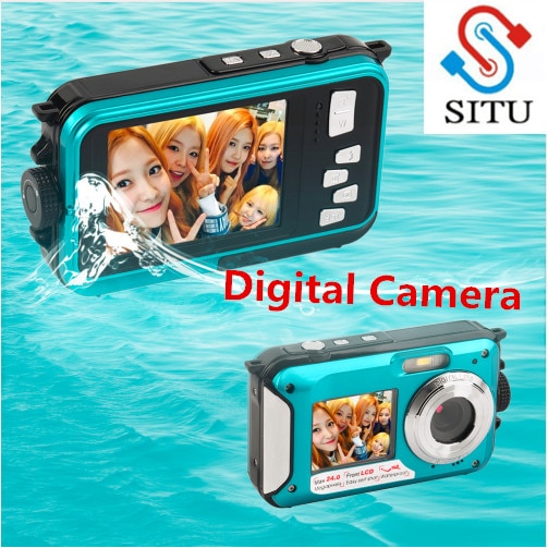 Waterproof Anti-shake Digital Camera 1080P Full HD Underwater Camera 24 MP Video Recorder Selfie Dual Screen DV Recording Camera