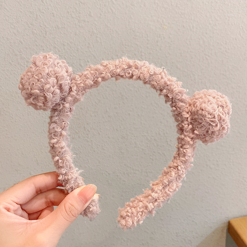 Nuevas niñas lindas orejas de oso aros de pelo de felpa para niñas niños encantadoras diademas diadema niños accesorios para el cabello de de invierno: YELLOW
