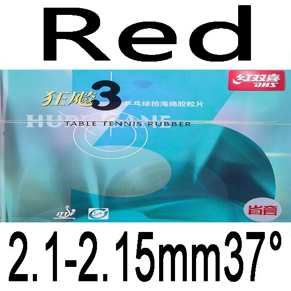 Dhs furacão provincial 3 neo 37 graus backhand pips-no tênis de mesa de borracha ping pong espinhas com esponja tenis de mesa: red2.1-2.15mm37H