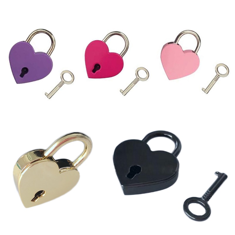 Vintage Old Antique Style Key Lock Home Improvement Mini Archaize Padlocks Keyed Padlock Heart Shape With key Hardware