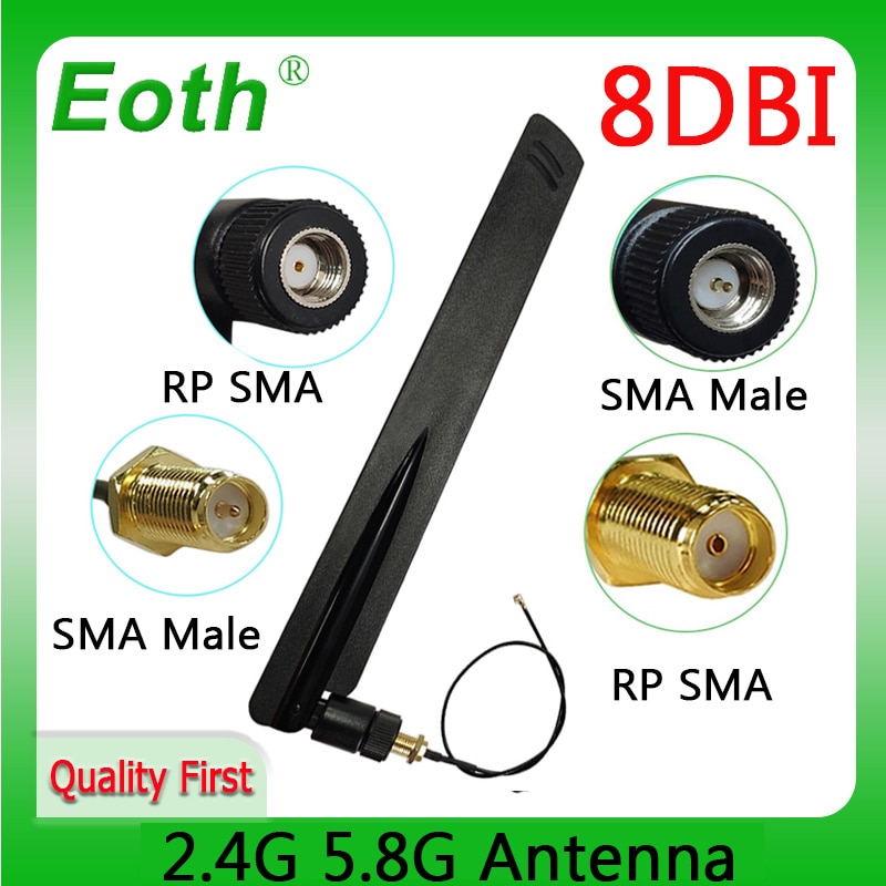 2.4GHz 5GHz 5.8Ghz wifi Antennareal RP-SMA Dual Band 8dBi 2.4G 5G 5.8G Antena aerial SMA female + ufl./ IPX 1.13 Pigtail Cable