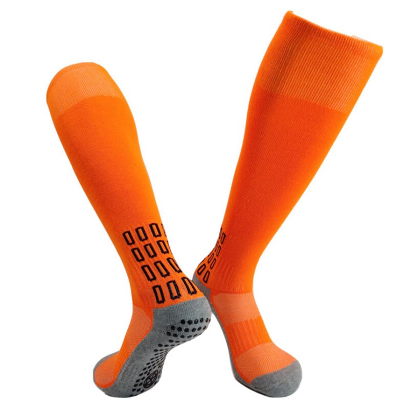 Adult Kids Football Socks Rugby Hockey Soccer Sport Breathable Elastic Anti-slip: Orange / L-For Adult