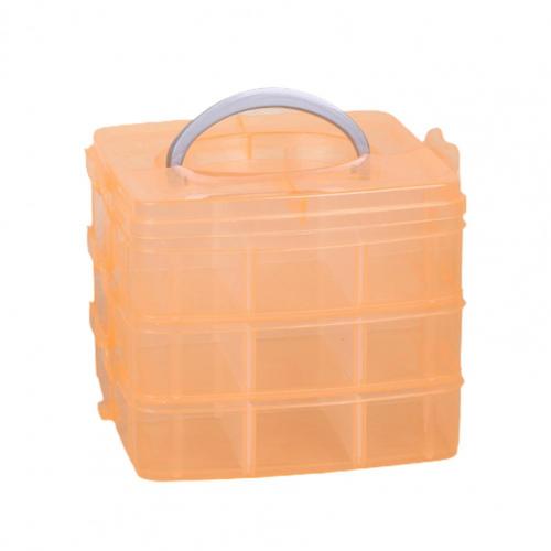 55% Discounts ! Craft Organizer Box Stackable 3 Layer Plastic Portable Arts Container for Home: Aurantium