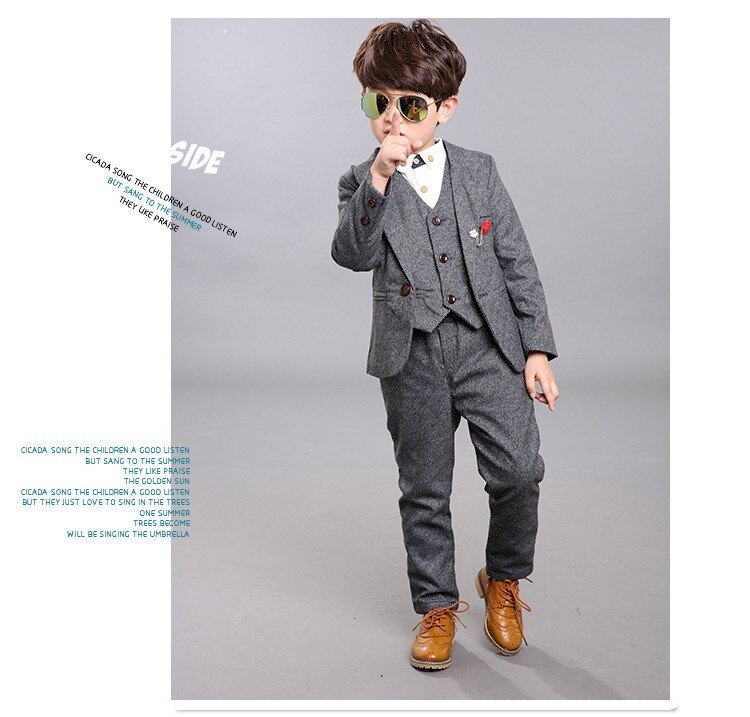 boys kids blazers boy suit for weddings prom formal spring autumn gray/blue dress wedding boy suit: as picture2 / 5T