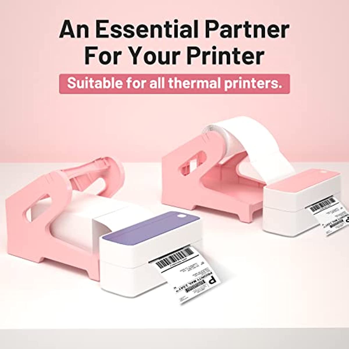 Thermal Label Holder for Fan-Fold and Rolls Labels, Label Roll Holder, Work with Desktop Label Printer