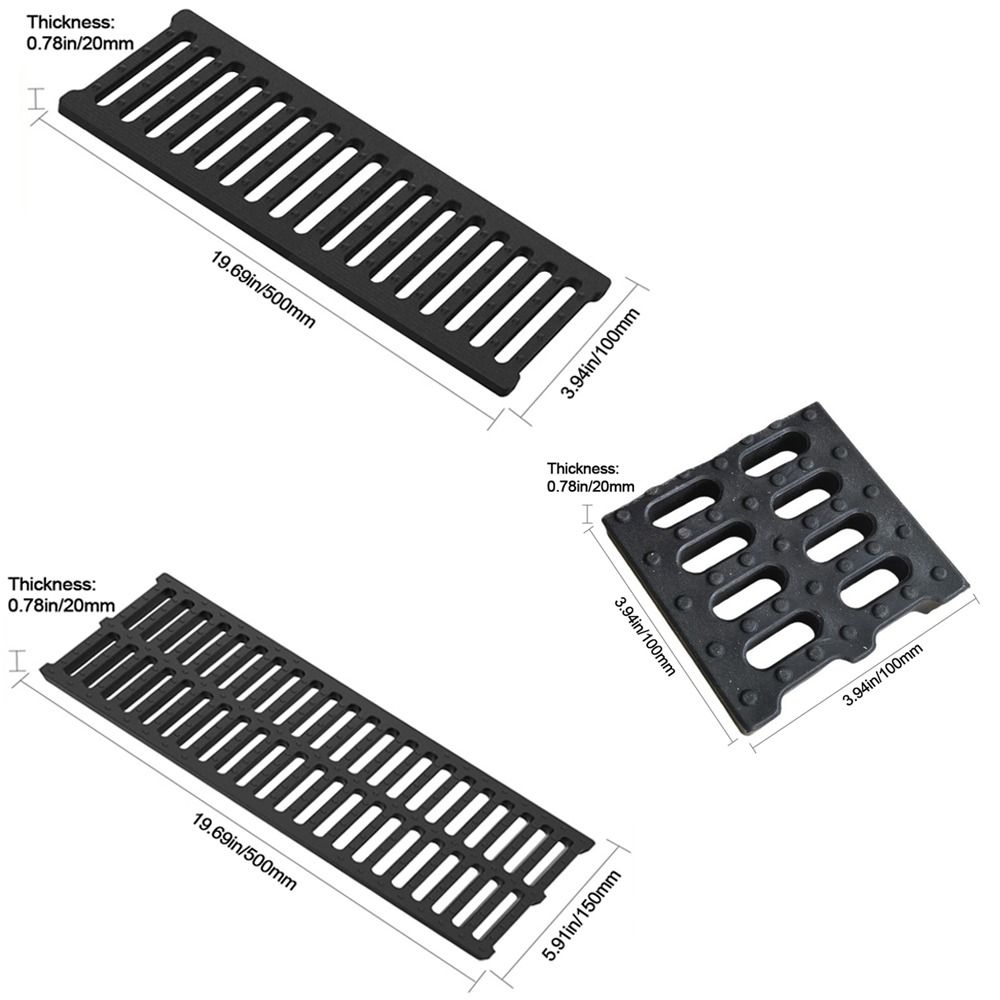 Couvercle de tranchée haute résistance, résine rectangulaire en plastique, plaque de tranchée d'égout, grille noire, Drain de sol de Garage extérieur
