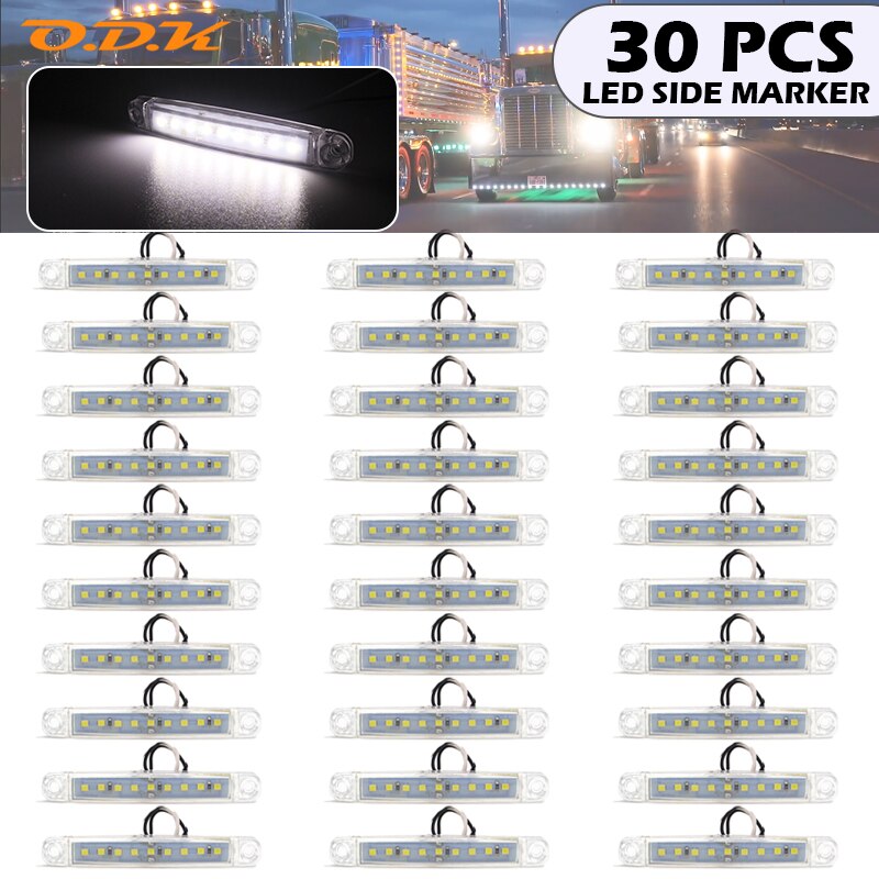 30x 12V-24V 9 LED Side Marker Brake Turn Signal Indicator Lamp Warning Light Clearance Auto Car Bus UTE Trailer Truck Lorry