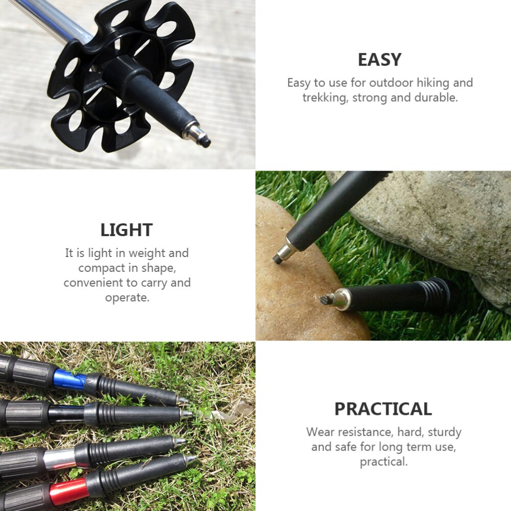4pcs Trekking Poles Hiking Gear Sticks Accessories Carbon Tungsten Steel Tips