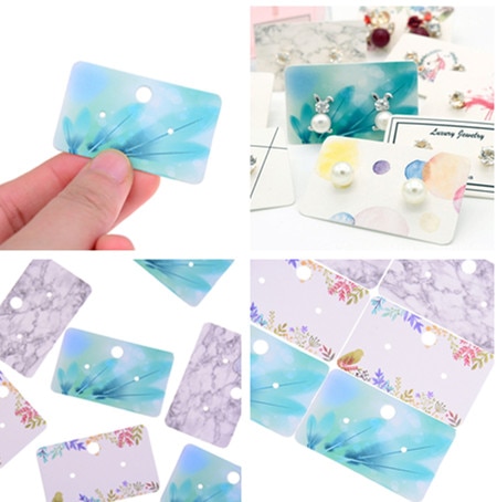 100Pcs Earrings Pack Kraft Paper Ear Studs Card Hang Tag Label Luggage Wedding Note DIY Blank Price Name Hang Tag Craft