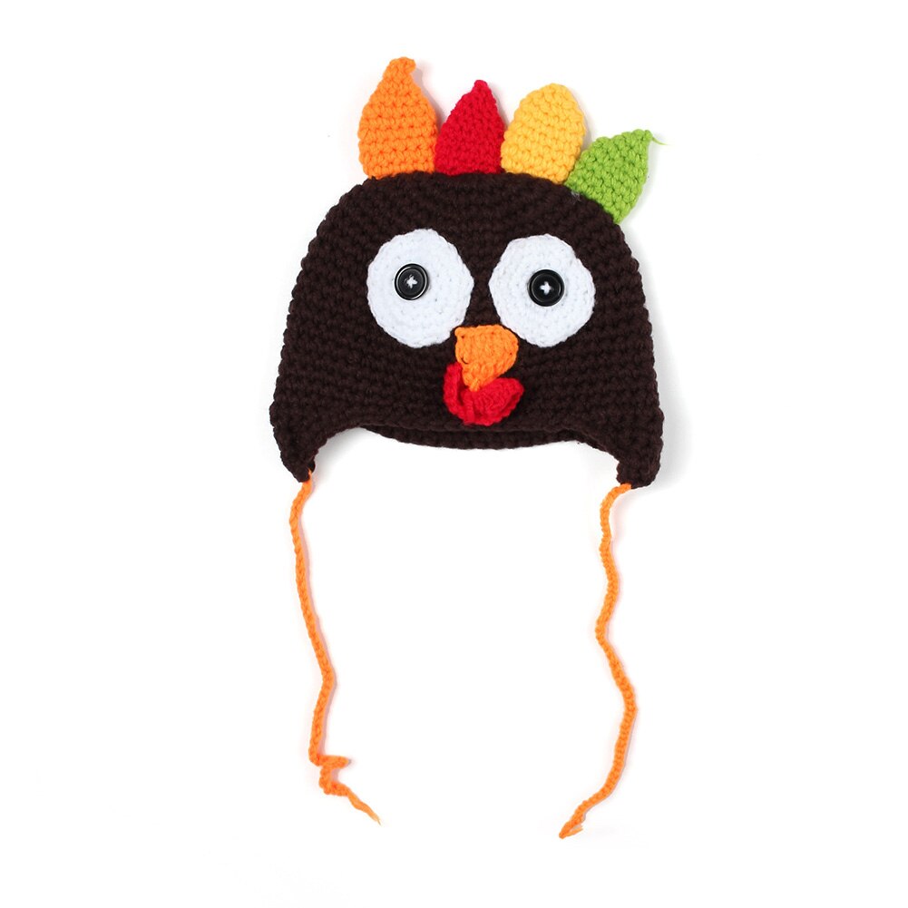 Pigtail kasket håndlavet varm fotografering rekvisitter sød baby spædbarn med fletninger kalkun strikket børn hue thanksgiving hat