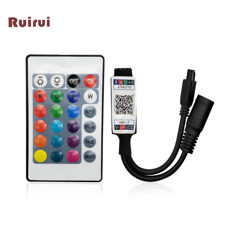 Usb Mini Rgb Bluetooth Controller Dc 5V 12V 24V Muziek Bluetooth Controller Light Strip Controller Voor 2835 5050 Rgb Led Strip: 24key IR Bluetooth