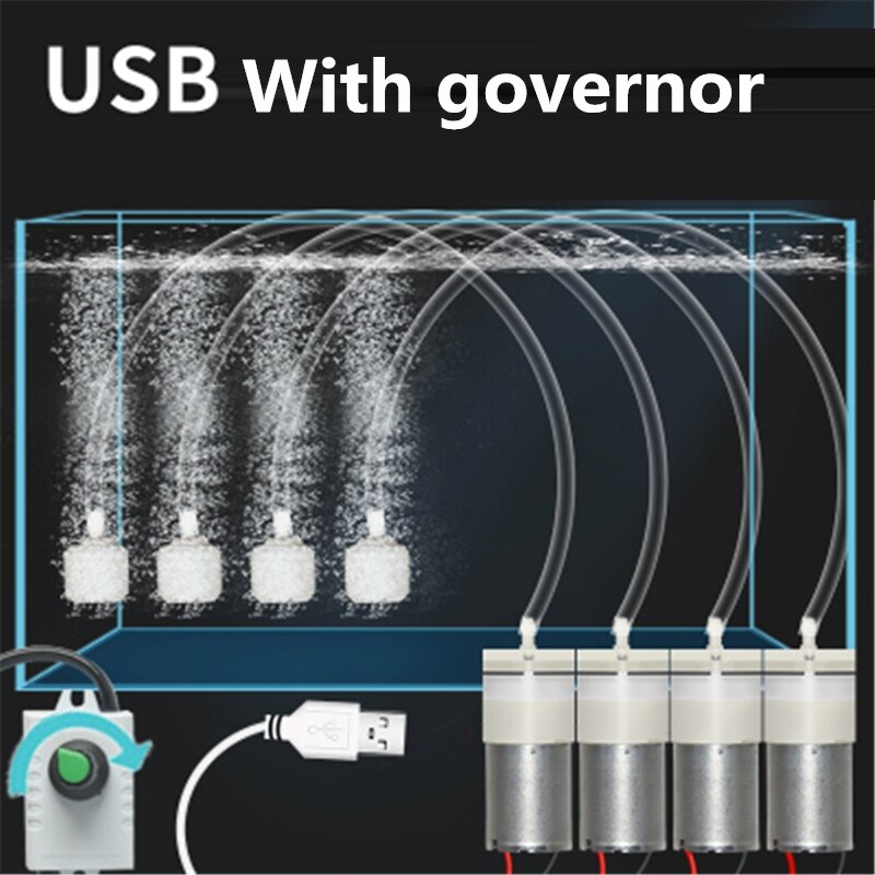 DC 5V Air Pomp Mini USB Oxygen Pump Electric Aquarium Pomps 5 V Volt Adjust Oxygen Volume Fishing Aquarium Car Aerator Fish DC5V: adjust 4pcs  pump