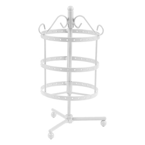 Présentoir rotatif en métal à 72 trous pour bijoux, organisateur de colliers, présentoir de décor: White Round
