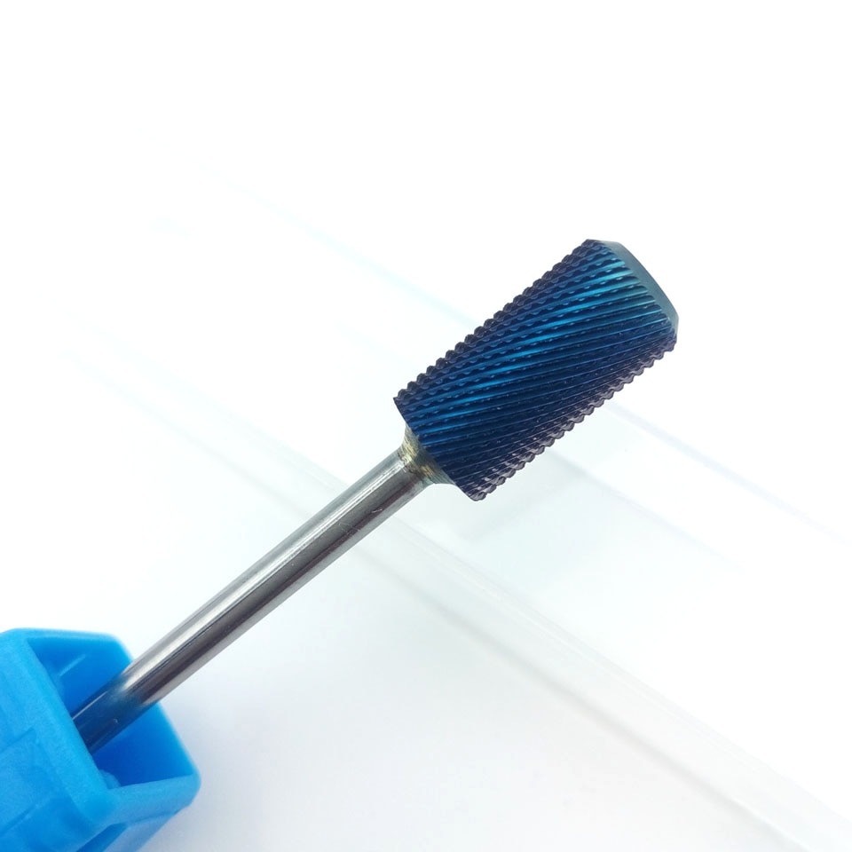 Hytoos Platte Top Blauwe Wolfraam Carbide Nail Drill Bit 3/32 "Rotary Frees Manicure Bits Boor Accessoires Nail Gereedschap
