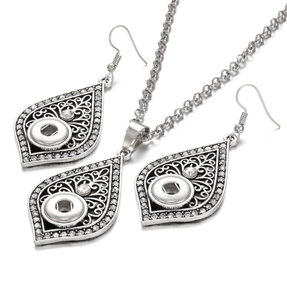 Boutons pression ensemble de bijoux paramètres cristal 12mm 18mm collier pression et 12mm boucles d'oreilles pression pour les femmes bouton pression boucles d'oreilles pendentif collier: 13