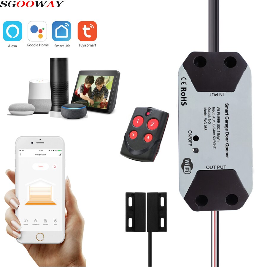 Tuya smart wifi garageportåbner /lukket kompatibel med alexa googel home smart life: Tilføj trådløs adapter