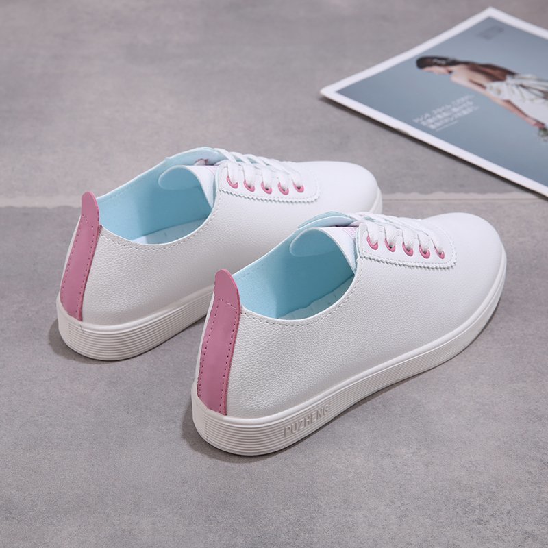 Sneakers voor dames wit licht eenvoudige casual schoenen skateschoenen zapatos de mujer damesschoenen goedkope damessneakers: Wit roze / 4