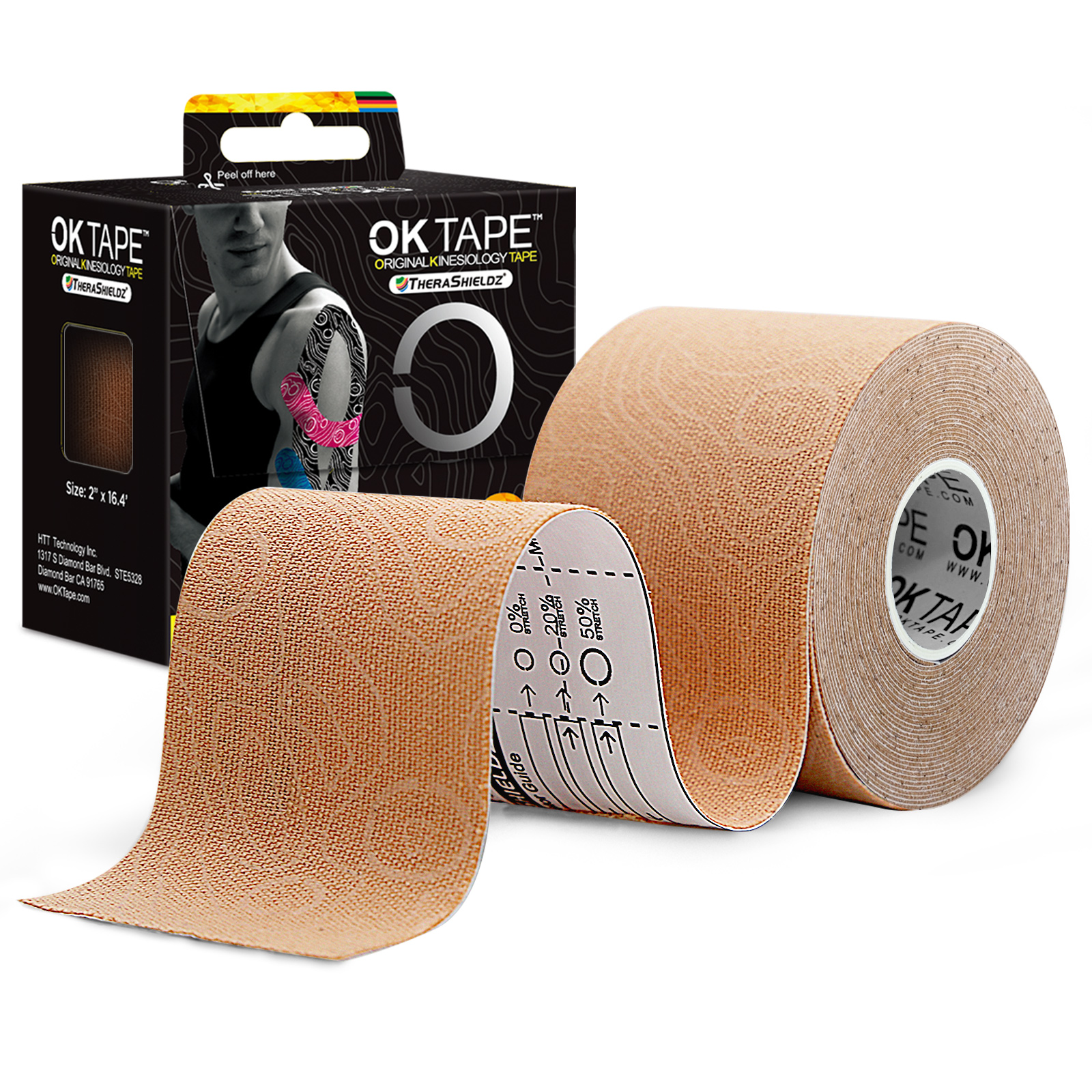 OK Band Profi Kinesiologie-Band, frei geschnitten, atmungsaktiv, wasserdicht, elastisch, Sportbandage, latexfrei, Fitness-Studio, Schmerzlinderung, 5 cm x 5 m: Gelb