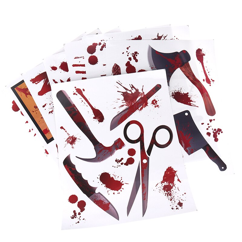 Horror Decal Blood Handprint Glass Window Sticker Halloween Decor Wall Stickers