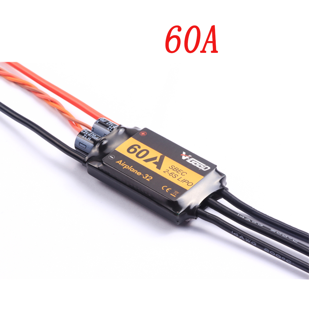 Newest VGOOD Brushless ESC 6A / 12A / 20A / 30 / 40A / 60A / 80A / 100A / 120A 2S 32-Bit With 1.5A SBEC for RC Airplane Accs: 60A