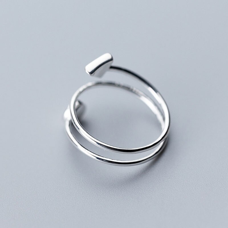 INZATT-anillo en espiral minimalista para mujer, de plata de ley 925% auténtica, accesorios de joyería delicada, triangulares redondos de geometría para