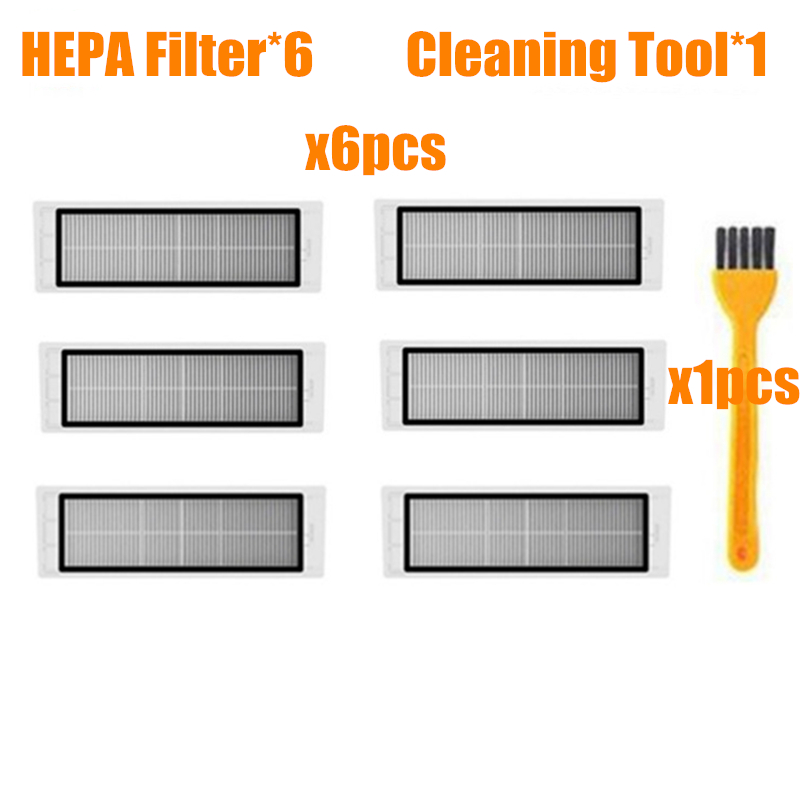 Rolo de escova lateral, filtro hepa, adequado para robô xiaomi 1s roborock s50 s51 s55 s5 s6 xiaowa, kits de peças de reposição para limpeza: Cáqui escuro