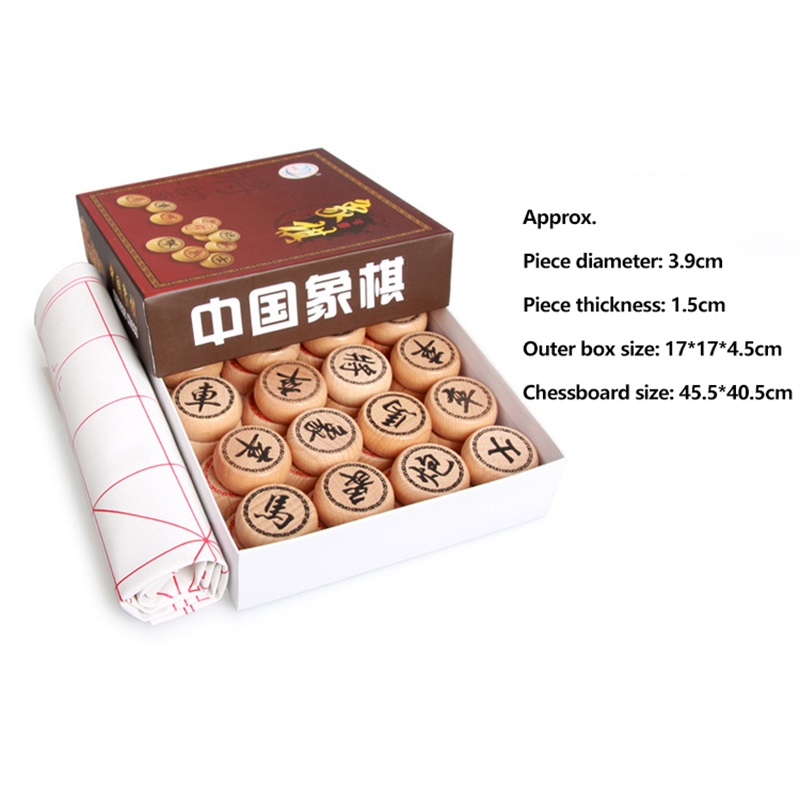 High-End Houten Chinees Schaken Grote Stukken-Xiangqi Familie Reizen Board Game Set Met Pu Lederen Dambord Voor 2 Spelers: 3.9 With carton