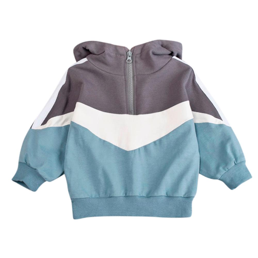 Børnejakker toddler baby børn drenge farverige syninger hætteklædte pullover langærmet t-shirt toppe tøj med god: Blå / 24m