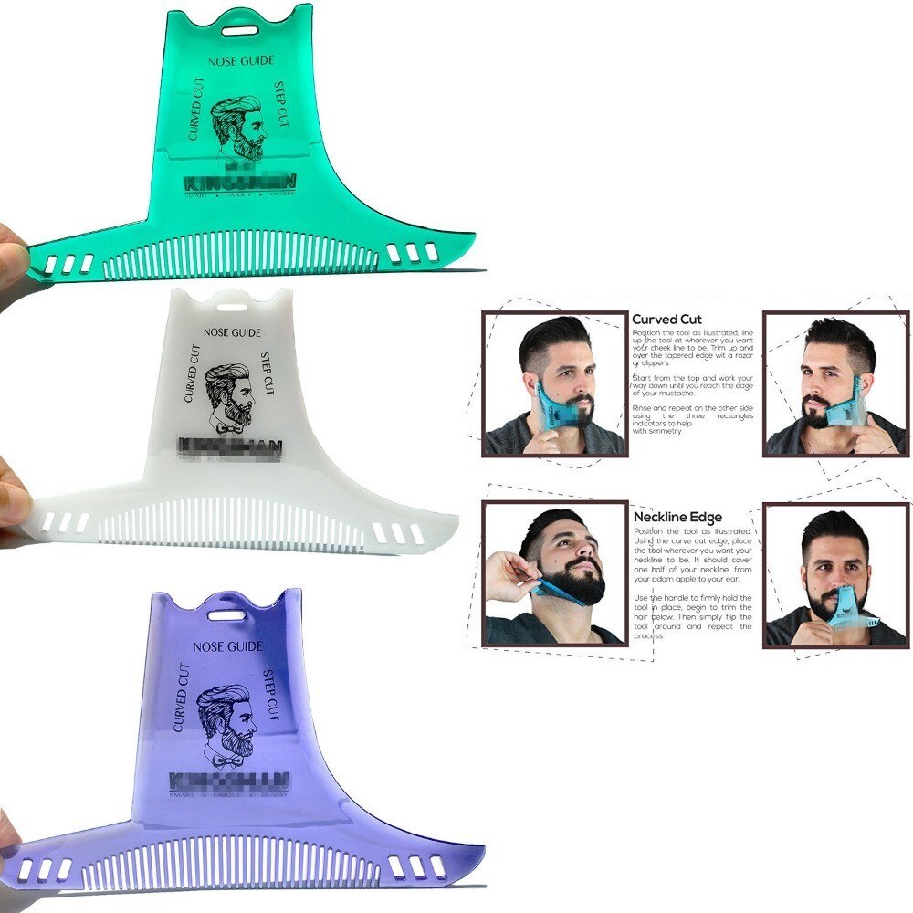 Pattern Gentleman Beard Shaping Styling Template Beard Comb Men Shaving Tools For Hair Beard Trim Template Comb Sexy Man