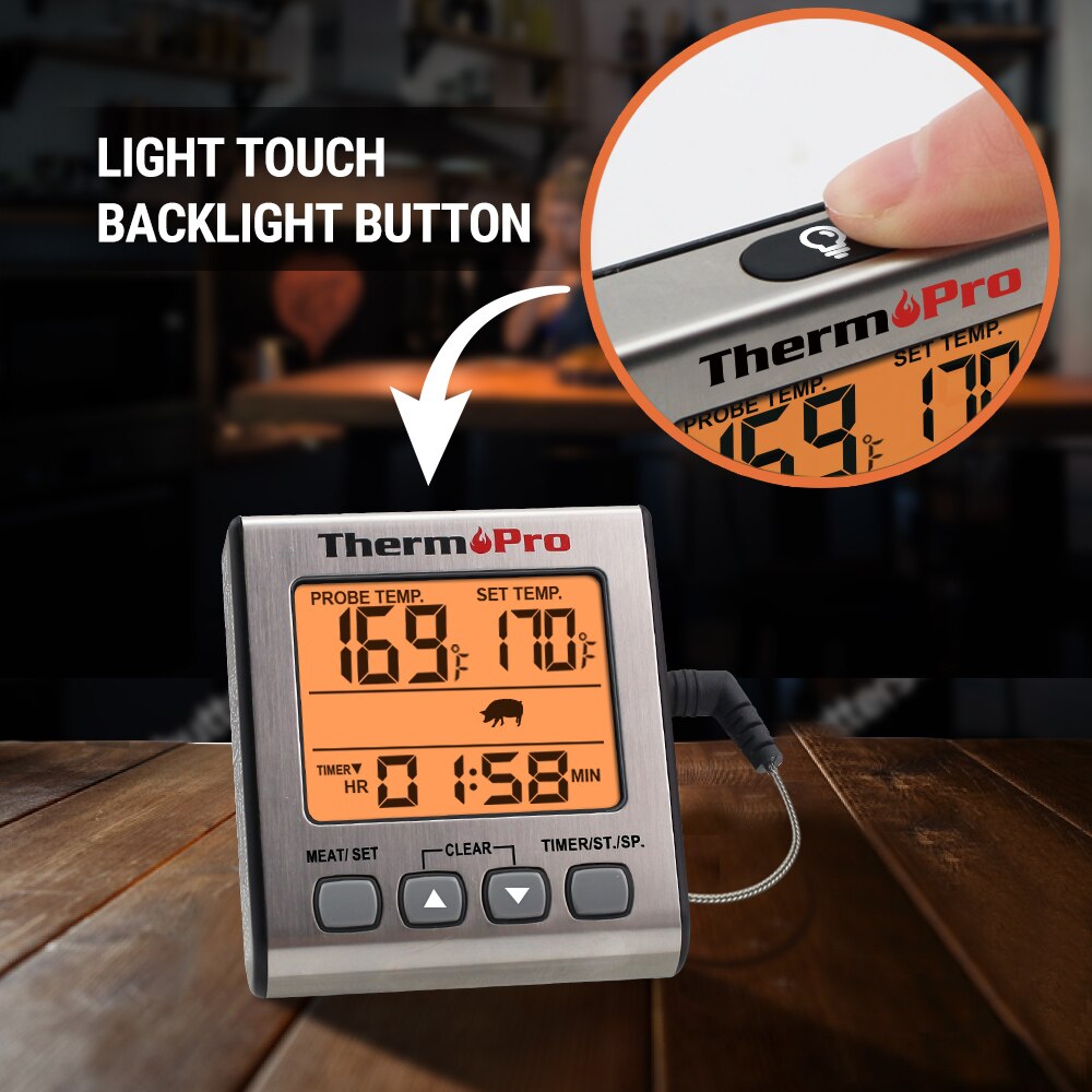 ThermoPro TP16S Digital Oven Thermometer Kitchen Meat Thermometeer With Timer Backlight BBQ Thermometer