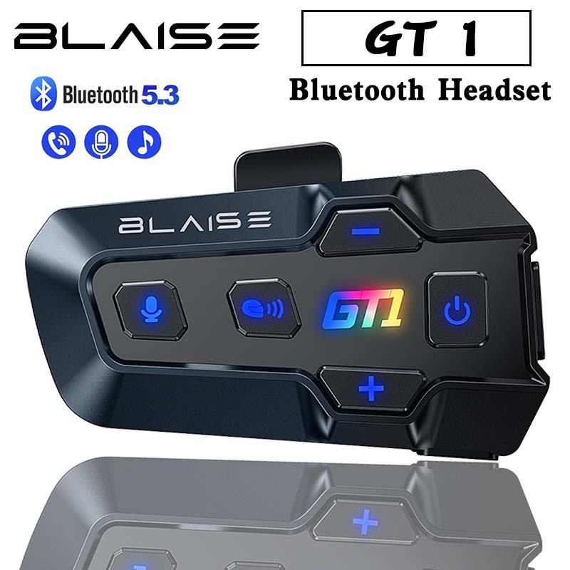Blaise  gt1 motorcykel bluetooth intercom musikdeling 1000m 2 ryttere gruppe hjelmkommunikation højttaler headset intercom